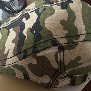 Camo Flat Cap Hat Duo - Olive Camouflage one piece